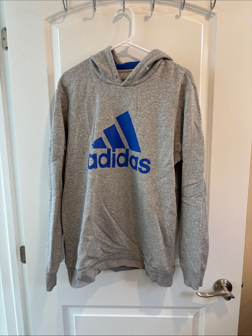 adidas Grey Pullover Hoodie with Blue Logo